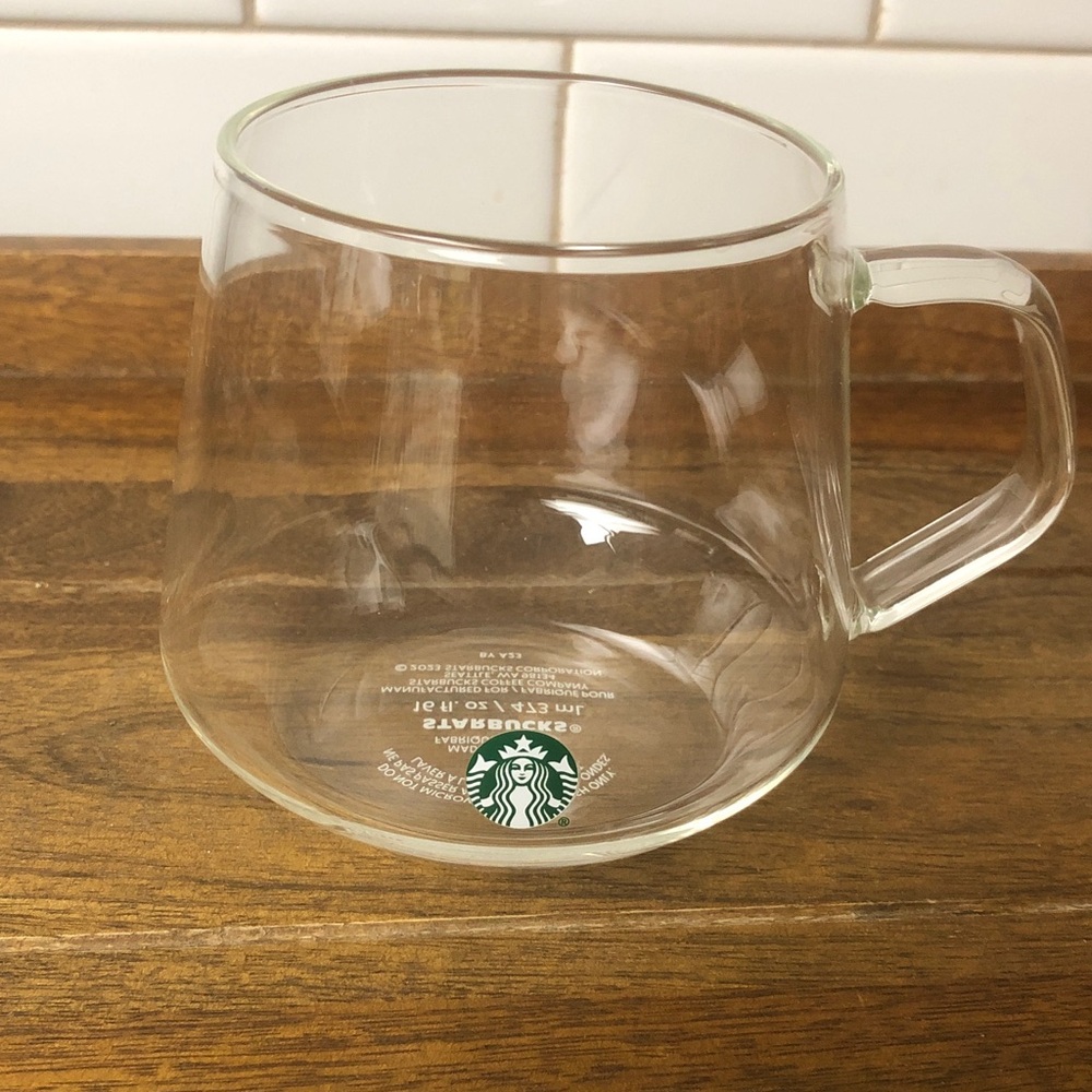 Starbucks Clear Glass Mug with Green Logo Accent 2023 NWT